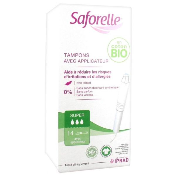 Saforelle Coton Protect Tampons Super avec Applicateur 14 unités