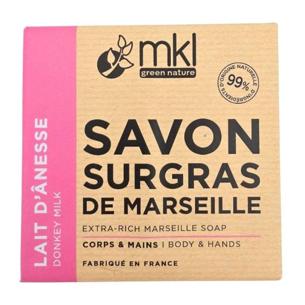 MKL Green Nature Savon Surgras de Marseille Lait d'Ânesse Bio 100 g - Corps et mains