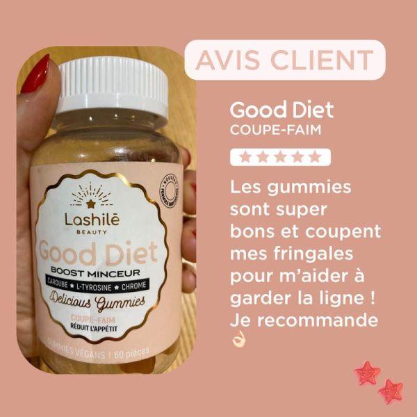 Lashilé Beauty Good Diet Boost Minceur Coupe-Faim - Réduit l'Appétit - 60 Gummies