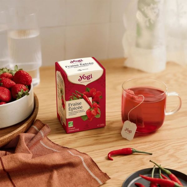 Yogi Tea Fraise Epicée 17 sachets – Infusion fruitée et épicée