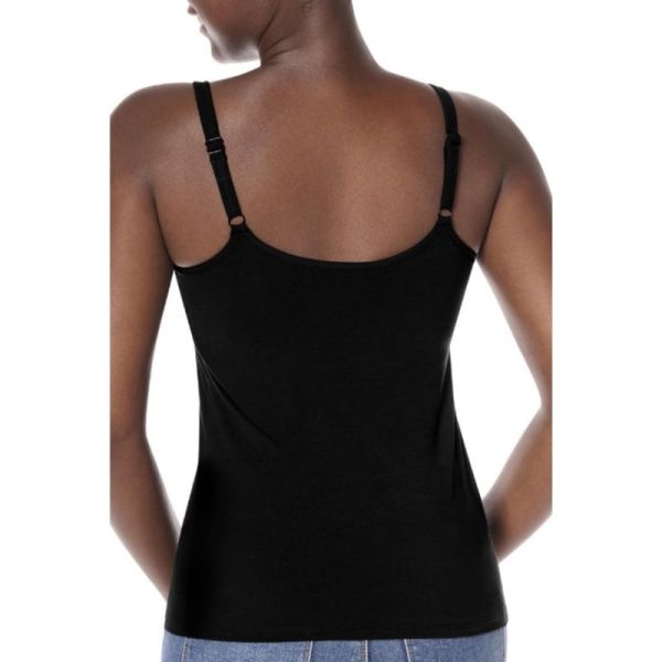 Amoena Valletta Top noir Taille 42 - Débardeur post-opératoire ultra-doux avec brassière intégrée