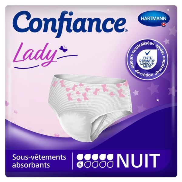 Confiance Lady Sous Vêtements absorbants Taille L 6 Gouttes Nuit - 7 unités