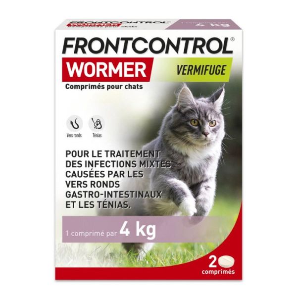 Frontcontrol Wormer Vermifuge Chat - Plus de 4kg - 2 Comprimés