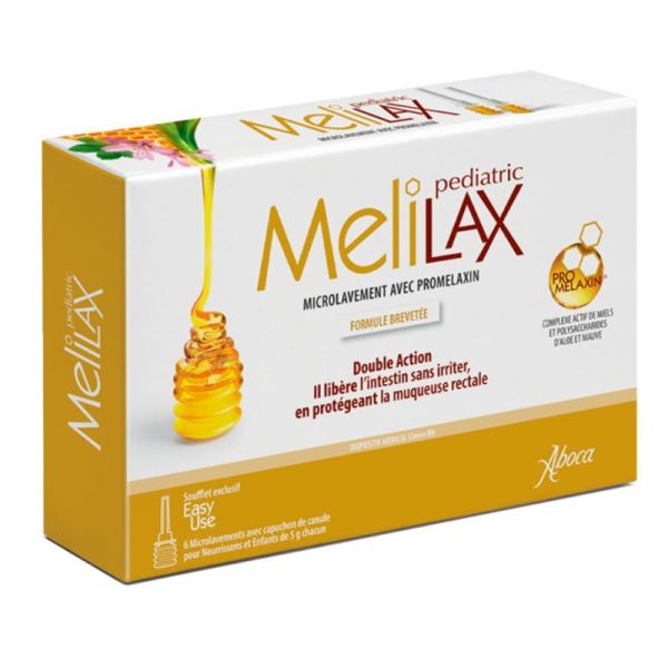 Aboca Melilax Pediatric Microlavement Traitement de la Constipation - 6 Micro Lavements de 10g