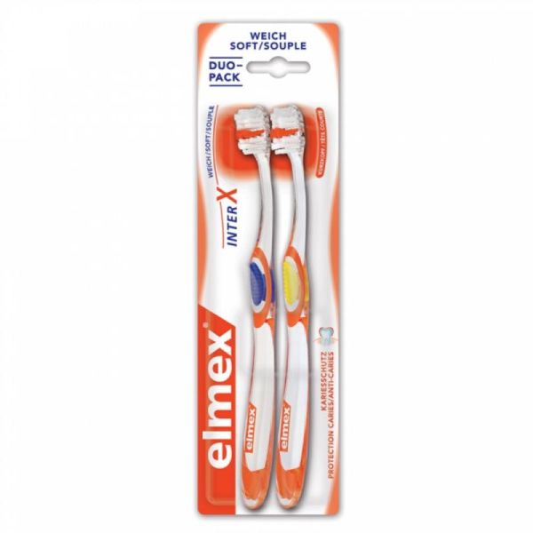 Brosse à dents elmex protection anticaries interx souple lot de 2