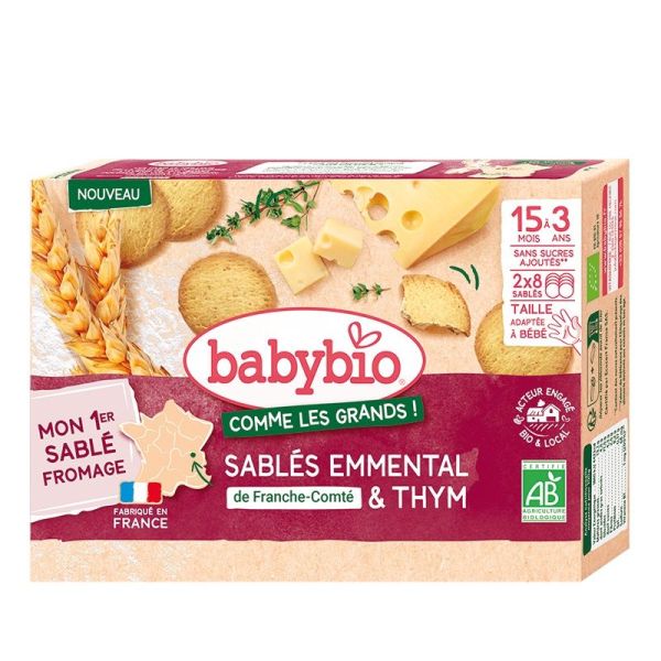 Babybio Sablés Emmental & Thym +15m Bio - 16 Sablés