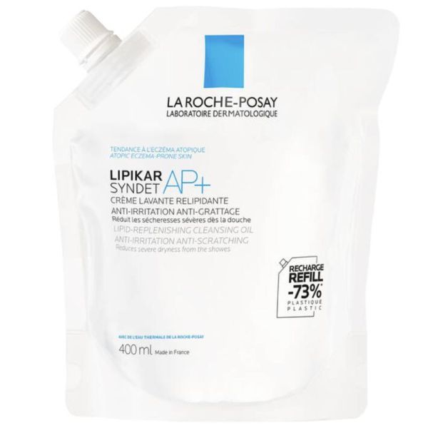 La Roche-Posay Lipikar Syndet AP+ - Éco-Recharge de 400ml - Nettoie en douceur, apaise et protège