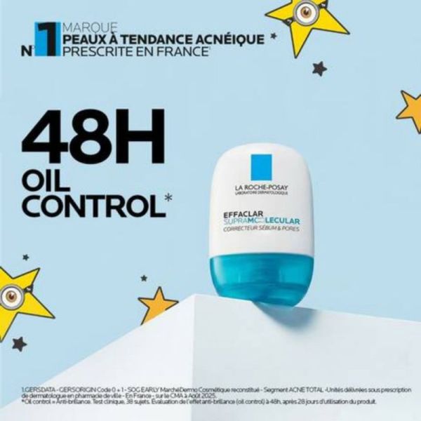 La Roche Posay Effaclar Supramolecular Correcteur sébum et pores 40 ml - Gel frais hydratant et matifiant anti-imperfections