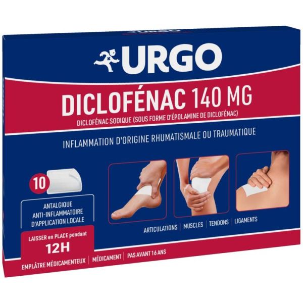 URGO Diclofénac 140mg Emplâtre Douleurs Musculaires et Articulaires - 10 Emplâtres
