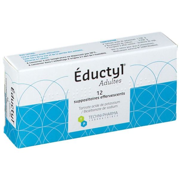 Techni Pharma Eductyl Suppositoire Effervescent Adulte - 12 Suppositoire