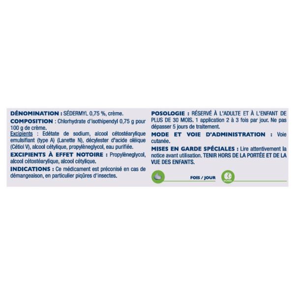 Sédermyl crème 30g piqûres d'insectes