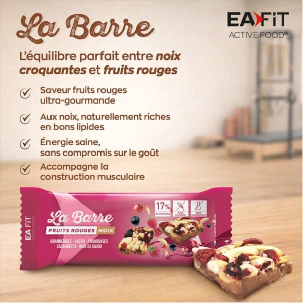 Eafit La Barre Protéinée Fruits Rouges & Noix 40g – Barre protéinée végétale aux fruits rouges et noix