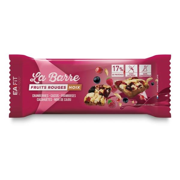 Eafit La Barre Protéinée Fruits Rouges & Noix 40g – Barre protéinée végétale aux fruits rouges et noix