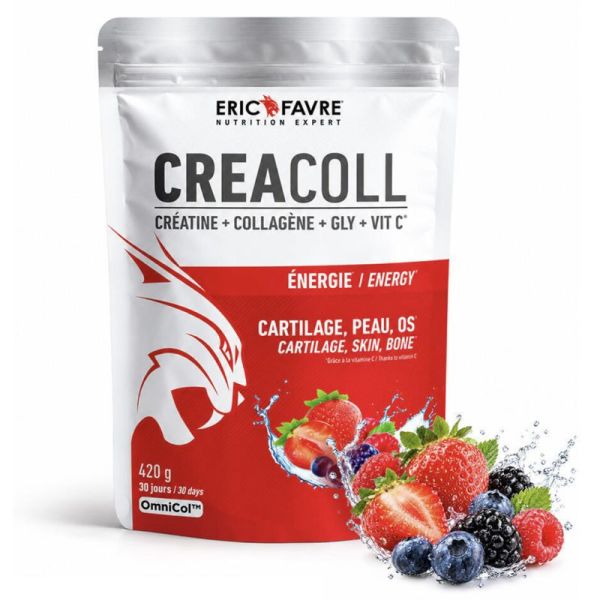 Eric Favre Creacoll Créatine et Collagène Fruits Rouges 420g – Force et récupération