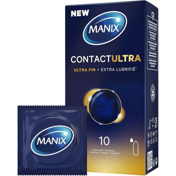 Manix Contact Préservatifs Ultra-Fin + Extra Lubrifié - 10 préservatifs