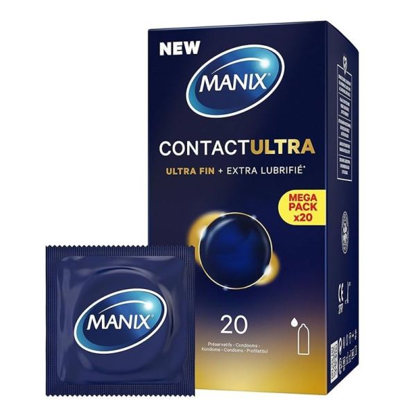 Manix Contact Ultra Préservatifs Ultra-Fin & Extra Lubrifié - 20 Préservatifs