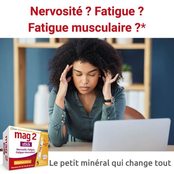 Mag2 Stick Complément Alimentaire 30 Sticks - Réduction de la fatigue et fonctionnement normal du système nerveux