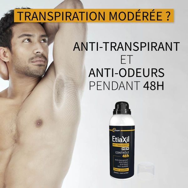 Etiaxil Men Anti-Transpirant Contrôle 48h Aérosol - Lot de 2 x 150ml