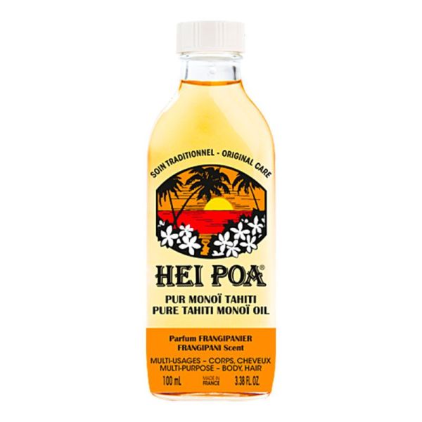 Hei Poa Pur Monoï de Tahiti - Parfum Frangipanier - Hydrate, Nourrie et Sublime - 100 ml