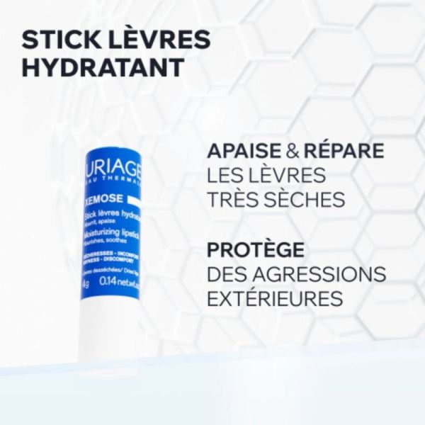 Uriage Xémose Stick Lèvres Hydratant - 4 g - Soin Apaisant et Réparateur Quotidien