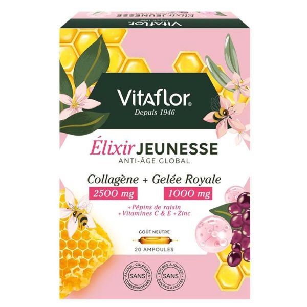 Vitaflor Élixir Jeunesse Action Anti-Âge Global - 20 Ampoules