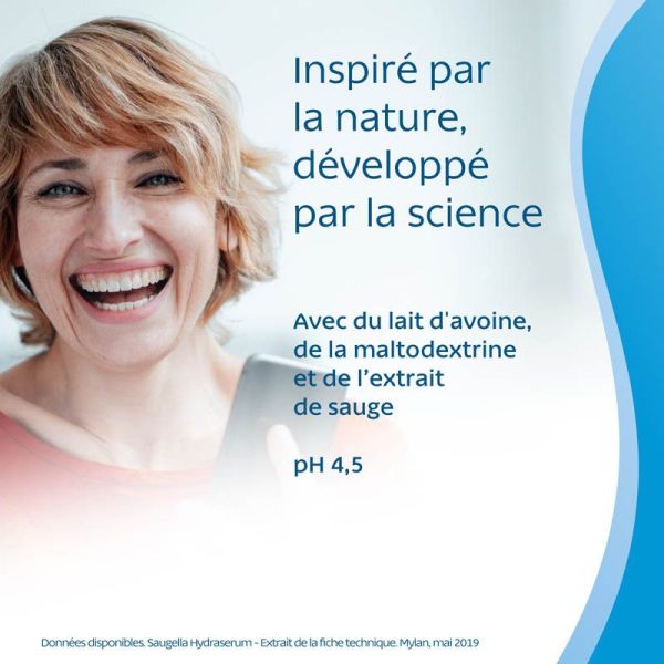 Saugella HydraSerum Soin Lavant Intime Doux 200 ml - Hydratation et protection, équilibre du pH naturel