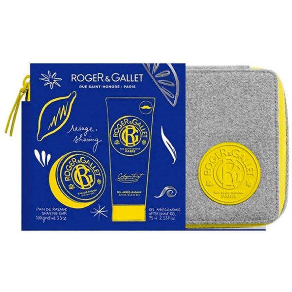 Roger & Gallet Cologne Twist Coffret - Pain de Rasage 100g + Gel Après Rasage 75 ml + Trousse OFFERTE