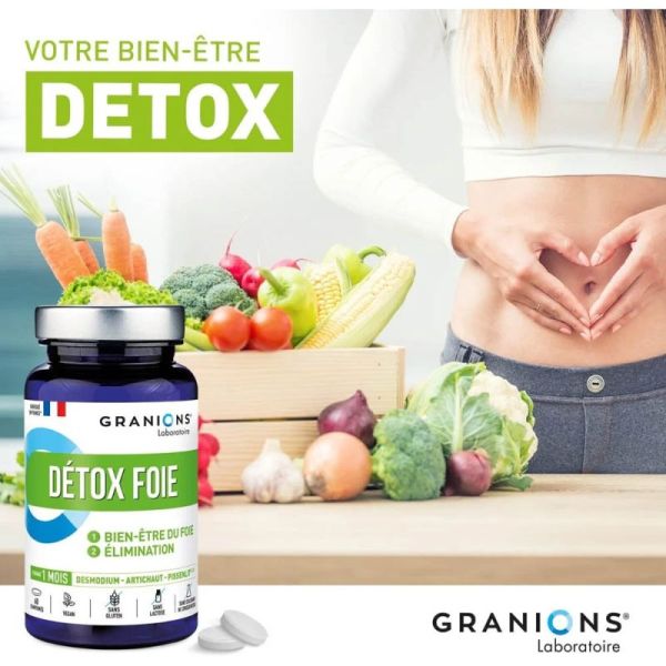 Granions Detox Foie 60 Comprimés - Bien-être du foie, detox, digestion stimulée