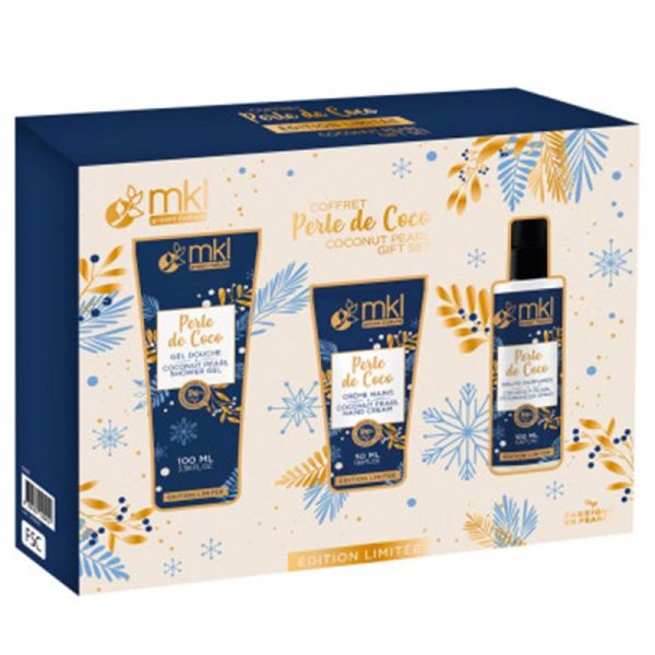 MKL Coffret Perle de Coco Édition Limitée - Gel Douche Surgras 100 ml + Crème Mains 50 ml + Brume Parfumée 100 ml