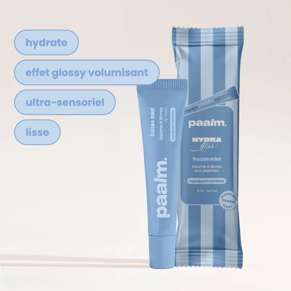 Paalm Baume à Lèvres Hydrakiss Frozen Mint 15 ml – Baume à lèvres repulpant extrême et hydratant transparent glossy