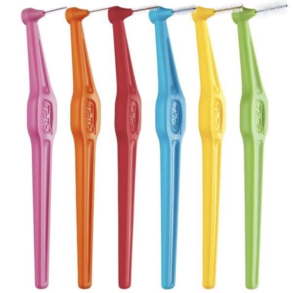TePe Brossettes Interdentaires Angle Assortiment - Taille 0 à 5 - 6 Brossettes Interdentaires - Accès facilité et nettoyage précis
