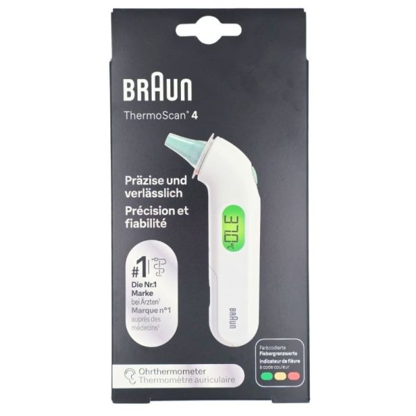Braun ThermoScan 4 Thermomètre Auriculaire IRT3515 - Prise de température auriculaire rapide