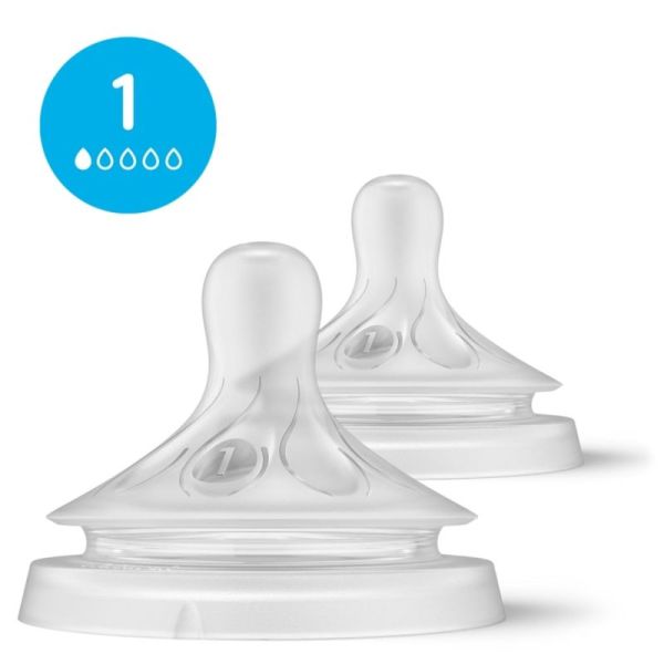 Philips Avent Natural Tétine à Réponse Naturelle - Lot de 2 tétines débit 1 - Extra lent
