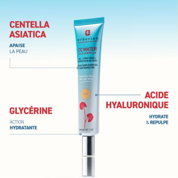 Erborian CC Water à la Centella Gel Teint Frais 15ml Teinte Clair – Soin teinté à l'acide hyaluronique