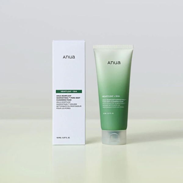 Anua Heartleaf Quercetinol Pore Deep Cleansing Foam 150ml - Mousse nettoyante désincrustante et anti-pores