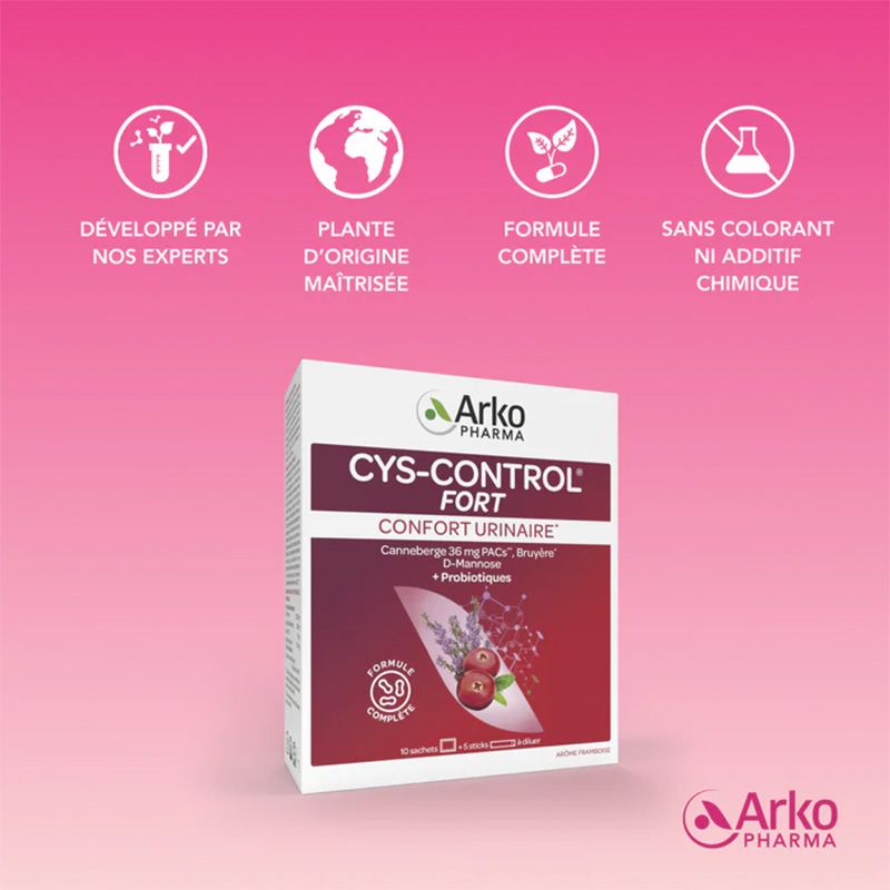 Arkopharma Cys-Control Fort - 10 Sachets + 5 Sticks à Diluer