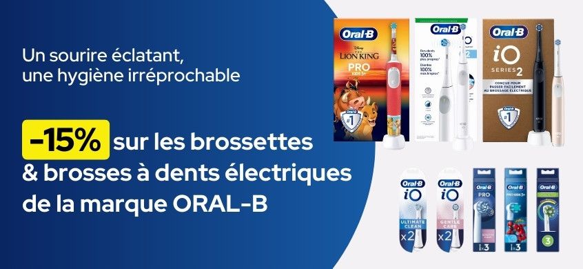 ORAL-B : Réduction sur les brossettes et brosses à dents électriques